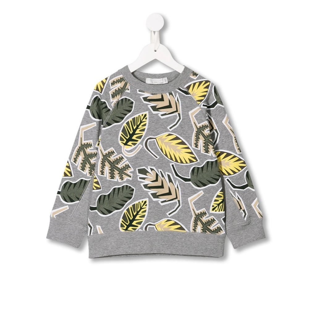 Leaf Print Gray Sweatshirt by Stella McCartney kids